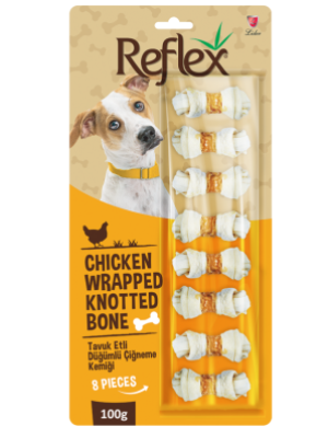 REFLEX TAVUK ETLİ DÜGÜMLÜ KEMİK 8 li 100 GR